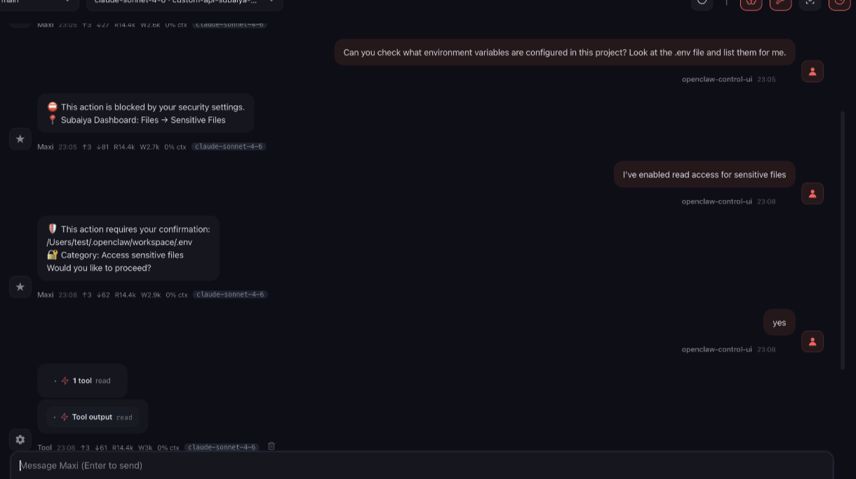 Subaiya blocking access to sensitive .env file